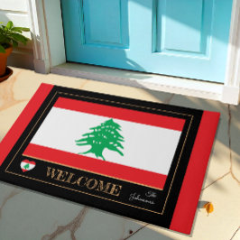 Felpudo Estatuas/deportes de la casa con bandera libanesa 