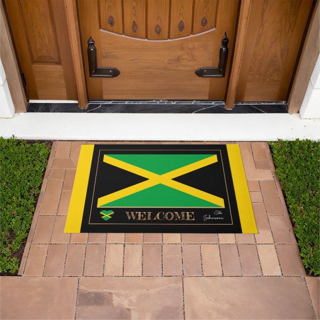 Felpudo Estatuas/deportes de la casa de bandera jamaiquina (Exterior)