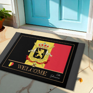 Felpudo Estera de casa belga, deportes de bandera belga / 