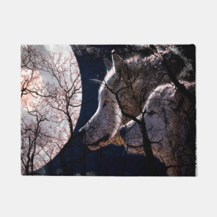 Felpudo Estera de puerta abstracta del árbol del lobo del