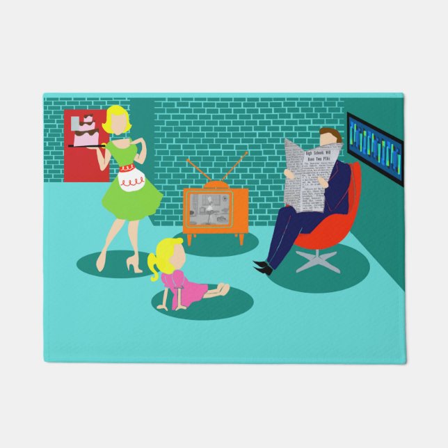 Felpudo estera de puerta clásica de la televisión de los (Anverso)