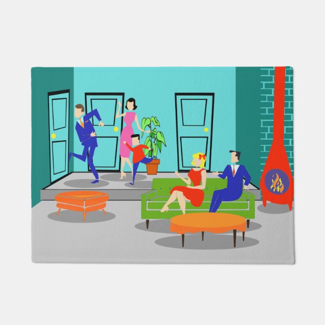 Felpudo Estera de puerta clásica retra de la televisión (Anverso)