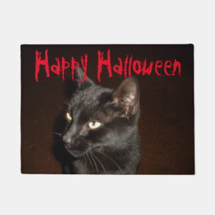 Felpudo Estera de puerta de CAT NEGRO de HALLOWEEN