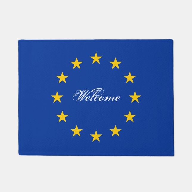 Felpudo estera de puerta de la bandera de la Unión Europea (Anverso)