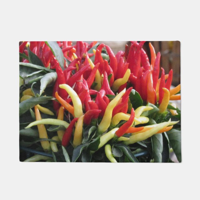 Felpudo Estera de puerta de las pimientas de chile (Anverso)