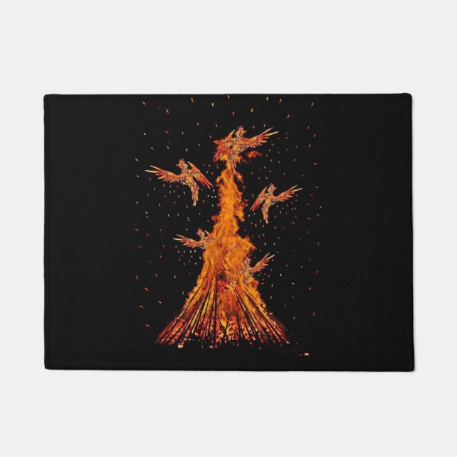 Felpudo Estera de puerta del pájaro del fuego de Phoenix (Anverso)