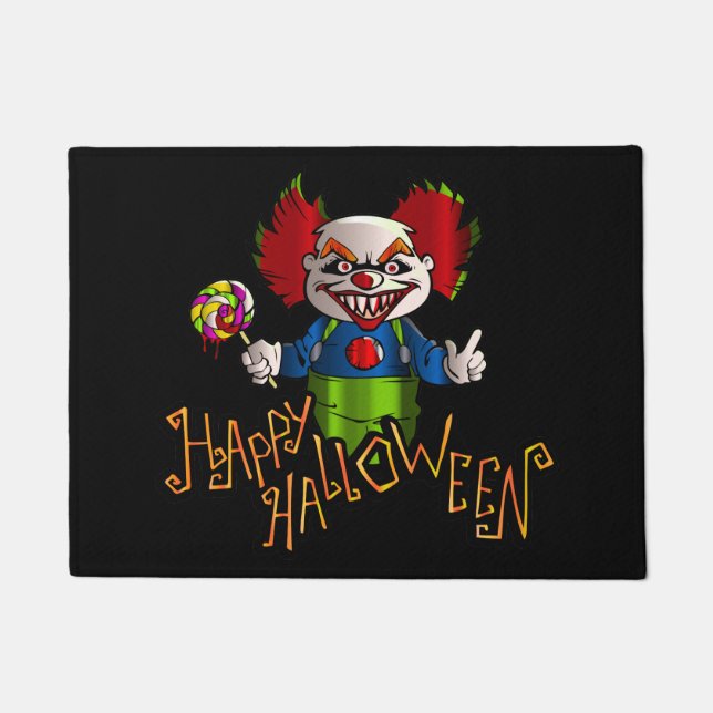 Felpudo Estera de puerta del payaso de Halloween (Anverso)