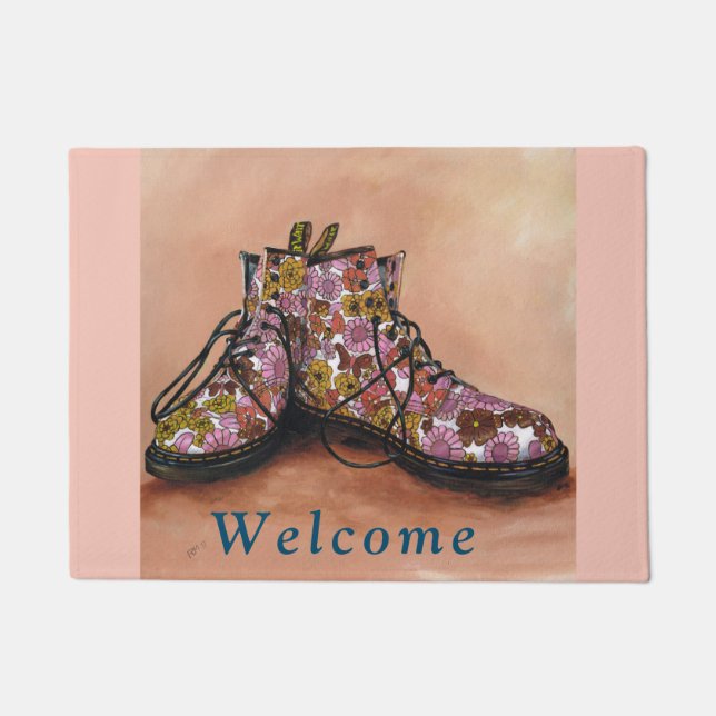 Felpudo Estera de puerta floral del Dr. Martens Boots (Anverso)