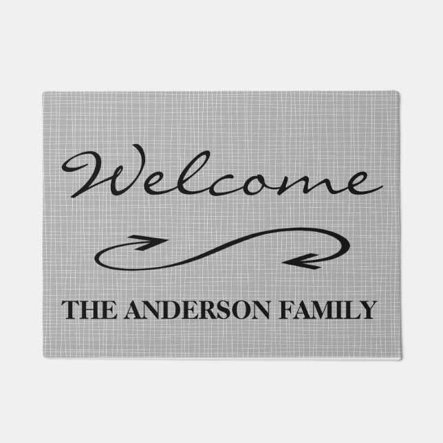 Felpudo Estera de puerta personalizada arte modelada gris (Anverso)