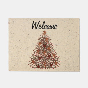 Felpudo Estera de puerta primitiva del árbol de navidad
