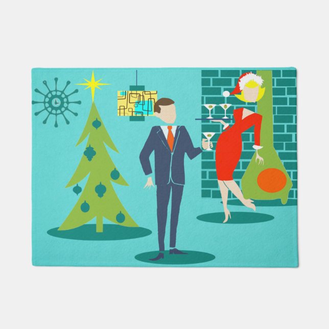 Felpudo Estera de puerta retra de los pares del dibujo (Anverso)