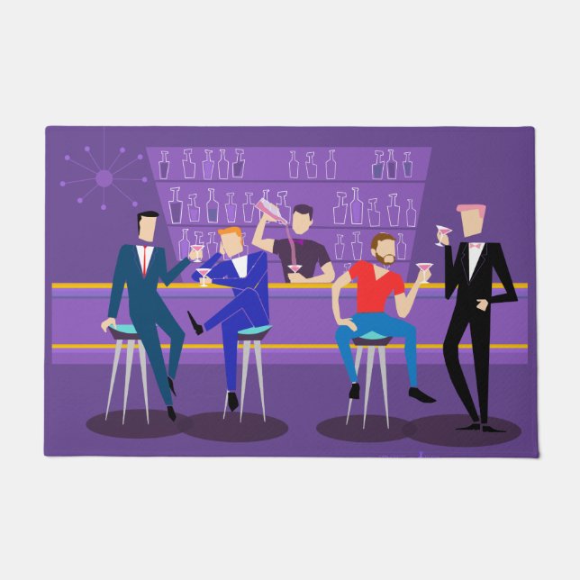 Felpudo Estera de puerta retra del bar gay (Anverso)