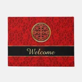 Felpudo Estera de puerta roja céltica de la recepción del