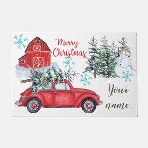 Felpudo Estera de puerta roja del navidad del coche