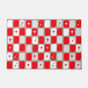 Felpudo Estera de puerta roja retra de Starbursts