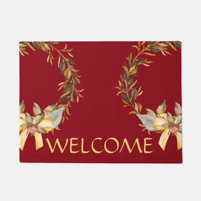 Felpudo Estera de puerta rústica de la guirnalda del día (Anverso)