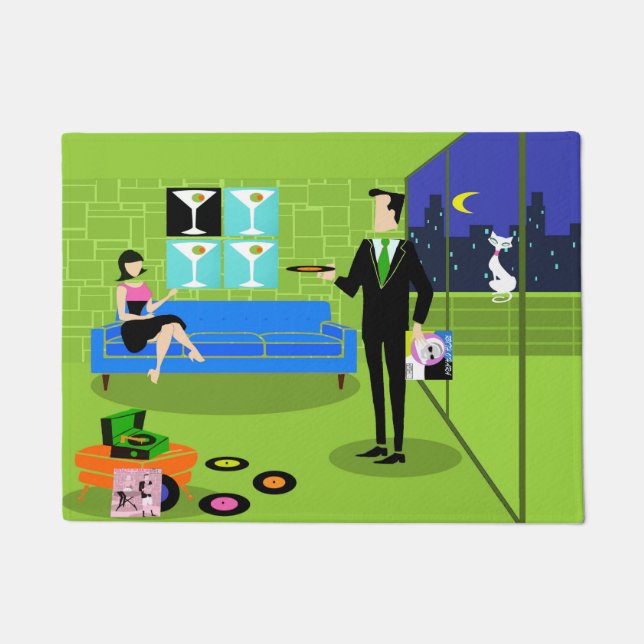 Felpudo Estera de puerta urbana retra de los pares del (Anverso)