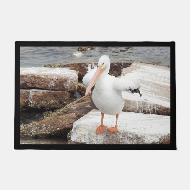 Felpudo Estera de puerta valiente del pelícano (Anverso)