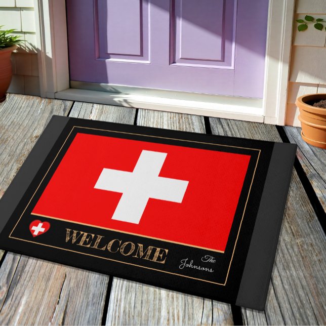 Felpudo Esteras de casa de Suiza, deportes de bandera suiz (Subido por el creador)