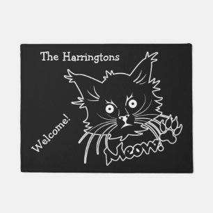Felpudo Esteras de puerta del personalizado del gato negro