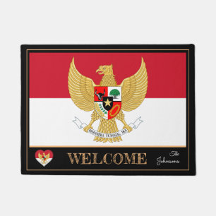 Felpudo Esteras/deportes de bandera indonesia Bienvenida