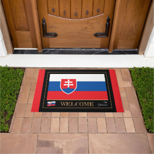 Felpudo Esteras/deportes de la casa con bandera eslovaca B
