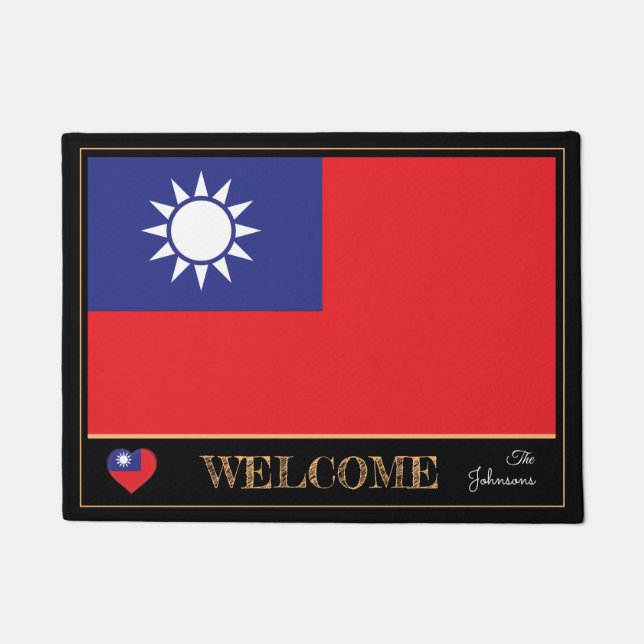 Felpudo Esteras/deportes de la casa con bandera taiwanesa  (Anverso)