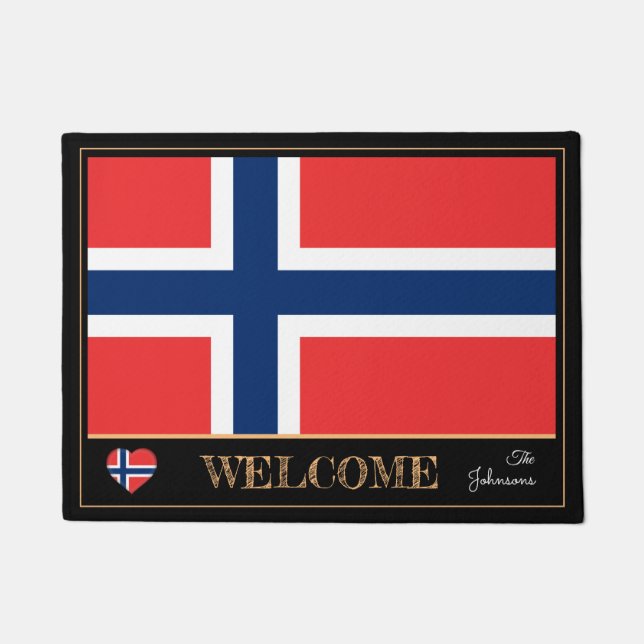 Felpudo Esteras y deportes de la casa de bandera noruega B (Anverso)