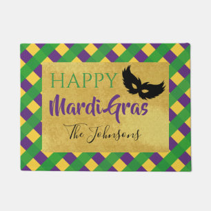Felpudo Estilo Buffalo Plaid Mardi Gras