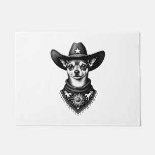 Felpudo Estilo de grabado de vaquero Chihuahua vintage occ