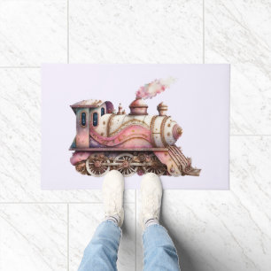 Felpudo Estilo de vintage del tren de vapor rosa