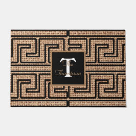 Felpudo Estilo moderno monogramado borde burlap de llave g