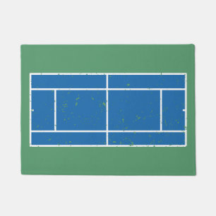 Felpudo Estilo perturbado de la pista de tenis azul y verd