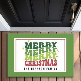 Felpudo Estilo Retro Monograma Feliz Navidad