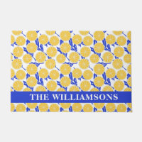 Estiloso patrón limón amarillo azul personalizado 