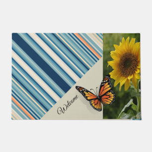 Felpudo Estopa de la puerta de la mariposa del girasol