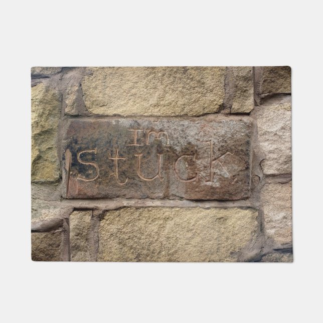 Felpudo "Estoy atascado" otro ladrillo en la pared (Anverso)