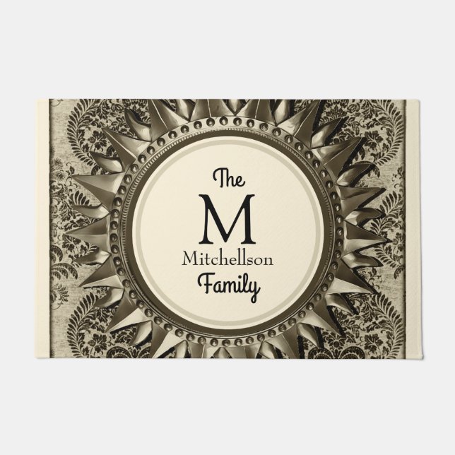 Felpudo Estrella celestial antigua vintage - Nombre famili (Anverso)