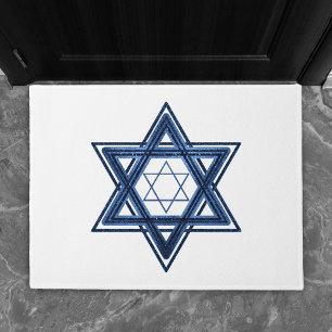 Felpudo Estrella De David   Clásico Azul Moderno Minimalis