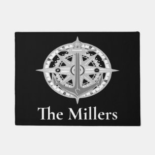 Felpudo Estrella de la brújula Anclaje Nautical Apellido M