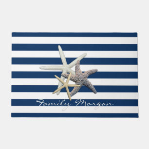 Felpudo Estrella de mar adorable, rayas azul marino-person