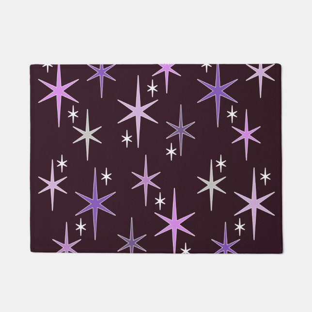 Felpudo Estrella moderna de Mid Century Sky Purple (Anverso)