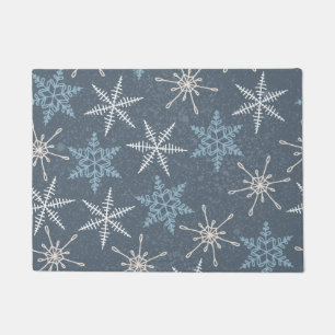 Felpudo Estrellas Azules Blancas Copos de Nieve Cielo Estr