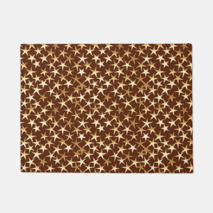 Felpudo Estrellas con textura metálica de oro sobre marrón
