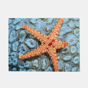 Felpudo Estrellas de mar en un coral con Polips