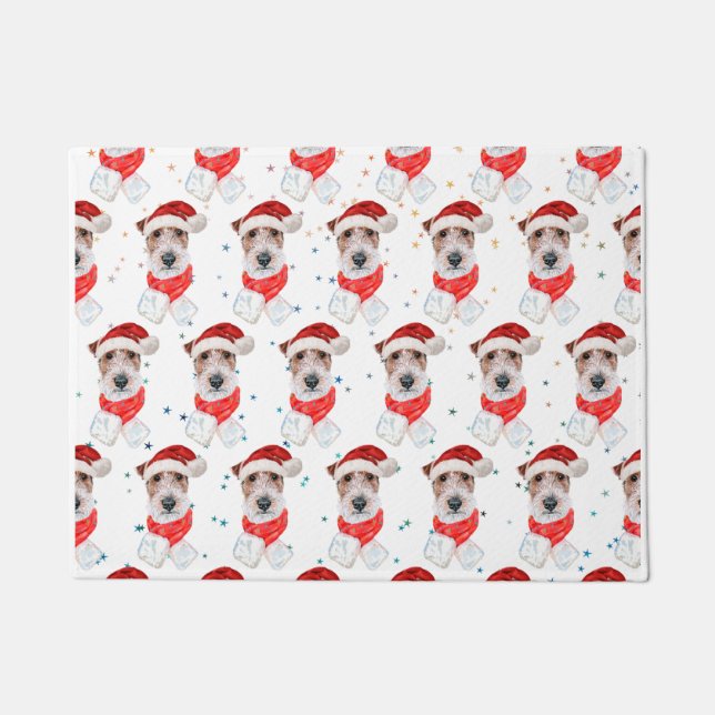 Felpudo Estrellas de Navidad de la raza de perro Wire Fox  (Anverso)