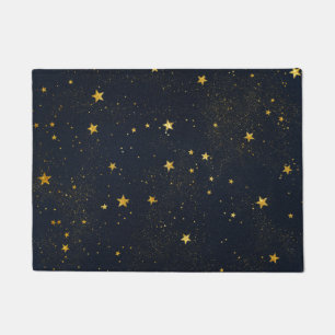 Felpudo Estrellas De Oro En El Cielo Nocturno