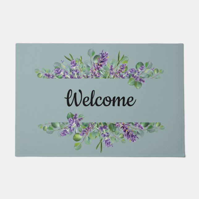 Felpudo Eucalyptus Lavender Personalizado Verde Púrpura (Anverso)