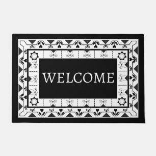 Felpudo Excelente diseño de mosaico blanco y negro