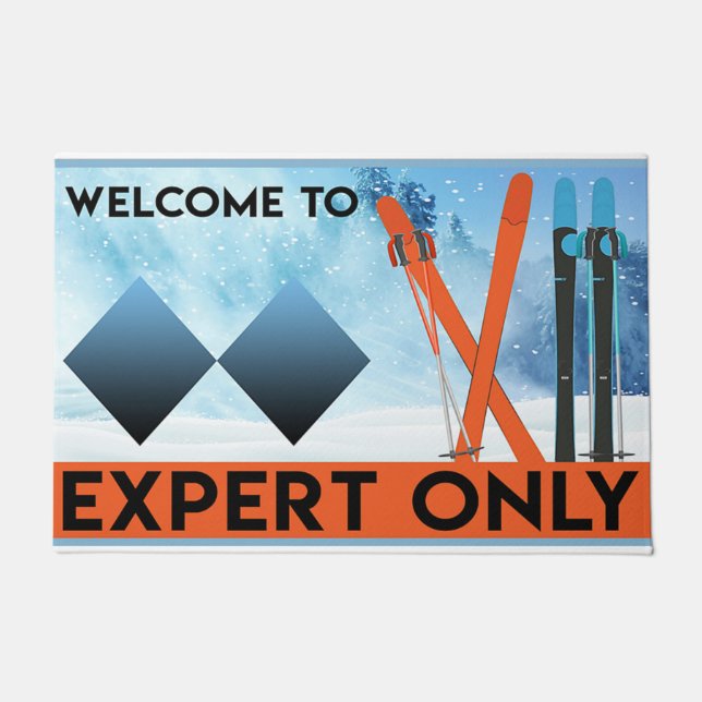 Felpudo Experts Only Sign Doormat, Skiing (Anverso)